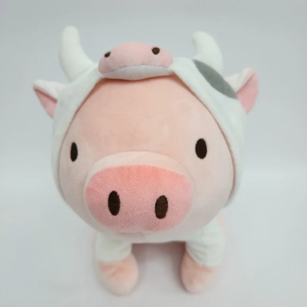 Miniso Pig Plush with Cow Hoodie Pink White Stuffed Animal 10 Inch Kawaii